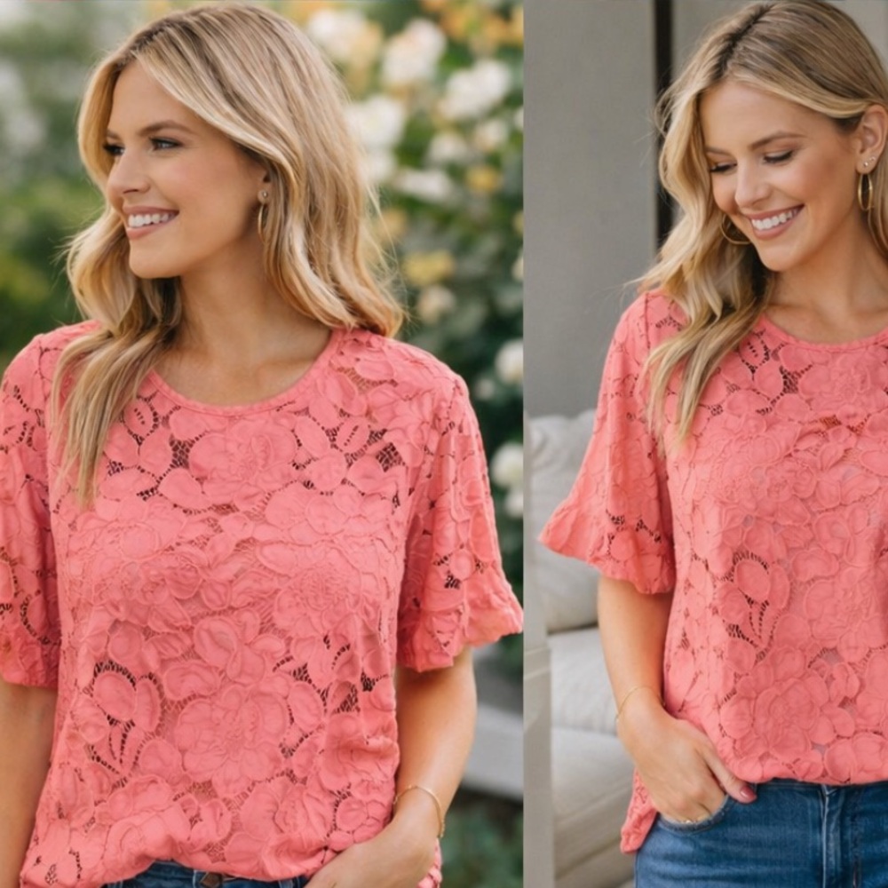 Monteau Coral Lace Blouse